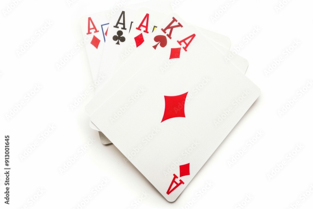 Obraz premium A deck of playing cards with the letters A, K, and A on the top. The cards are stacked on top of each other