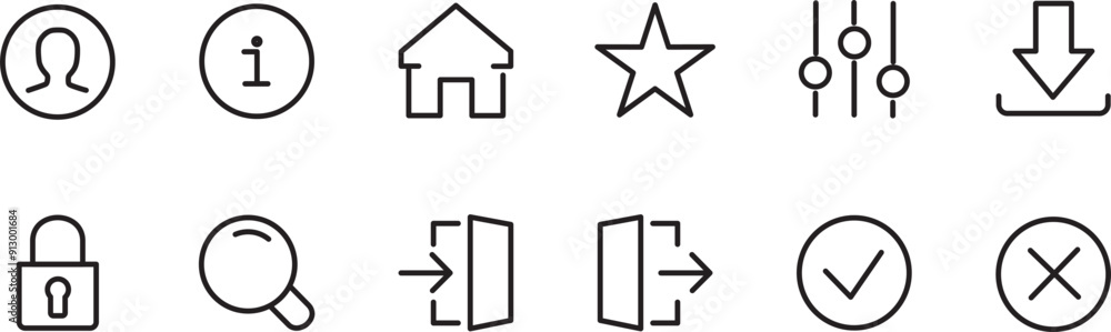 User interface thin line icon set 1 of 4. Symbol collection in ...