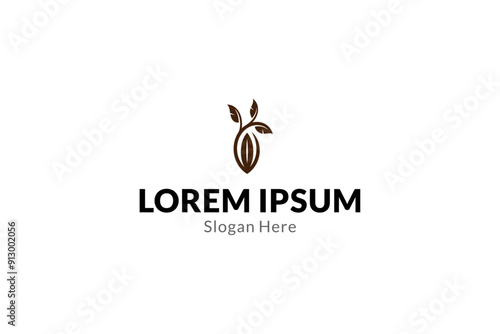 cacao fruit logo in brown color in simple flat vector design