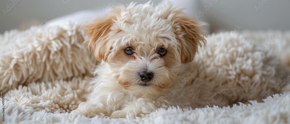 Smile maltipool Maltese poodle puppy little dog pet teddy brown white isolated Smile maltipool Maltese poodle puppy little dog pet teddy brown white isolated