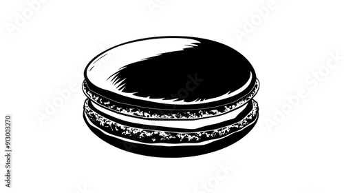 Neatly placed macaron with clean lines and simple detailing on a blank space, vector illustration art