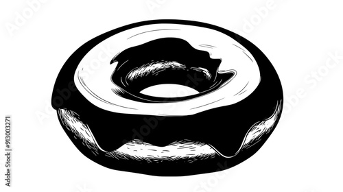Lone doughnut with smooth glaze on an uncluttered background, vector illustration art