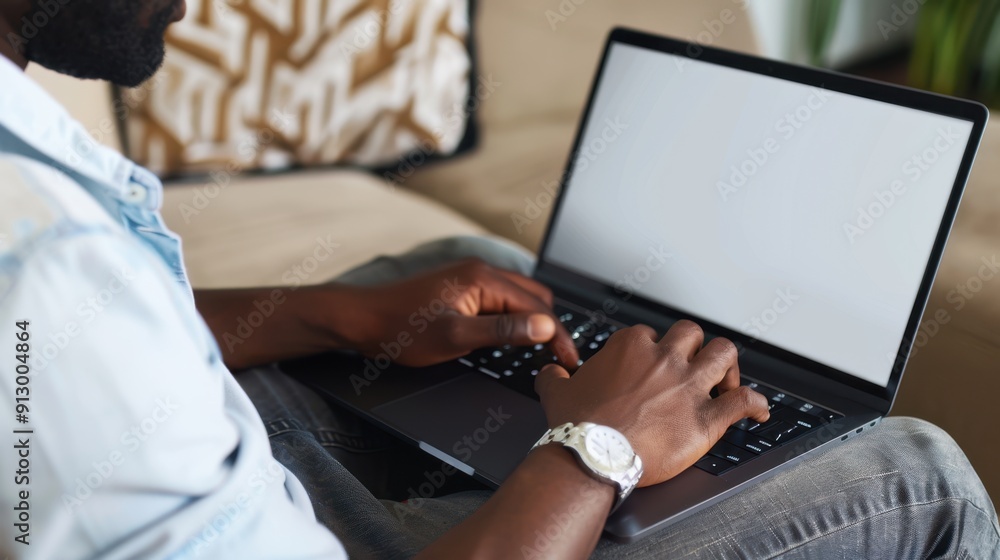 Fototapeta premium The Hands on Laptop