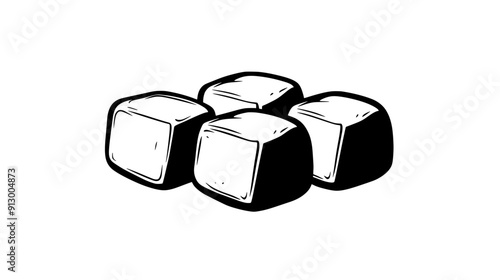 Three marshmallows in a triangular formation, with even spacing, vector illustration art