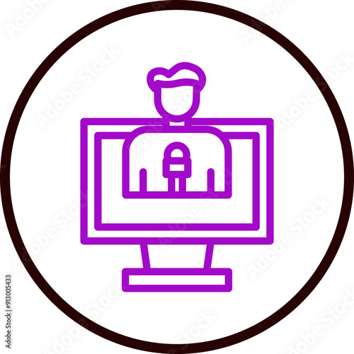 News Anchors Vector Line Purple Circle Black
