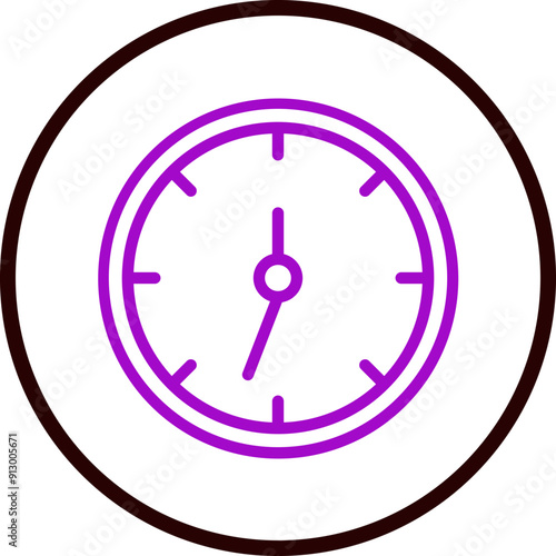 Clock Vector Line Purple Circle Black