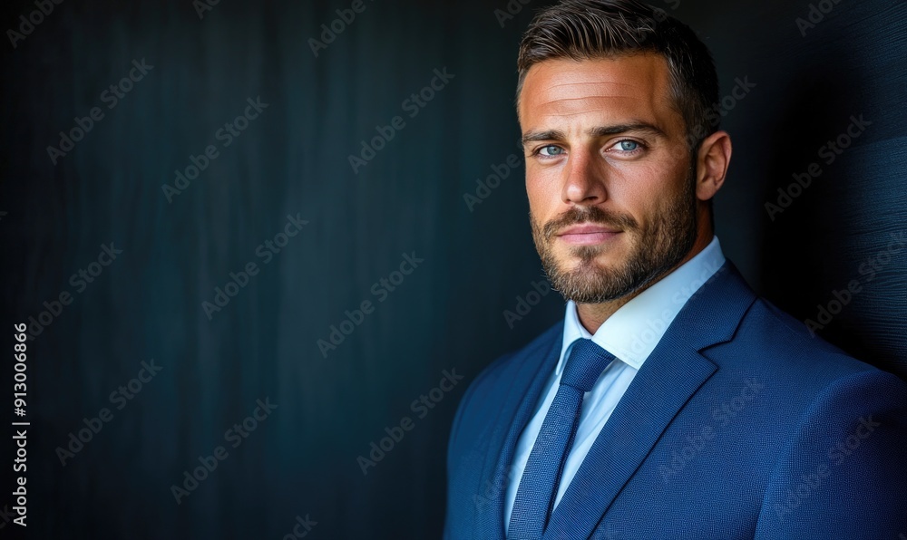 Handsome Businessman in Suit with Serious Expression Handsome Businessman in Suit with Serious Expression