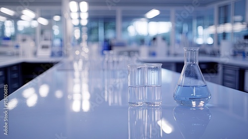 Clean laboratory with empty test tubes and chemical equipment arranged for scientific use.