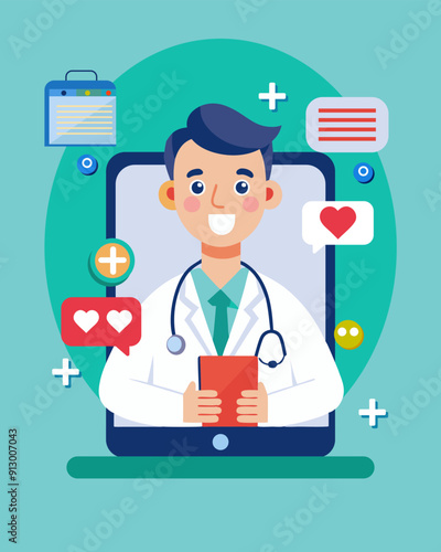 doctor with medical elements Pathologist Vector Illustration Flat
