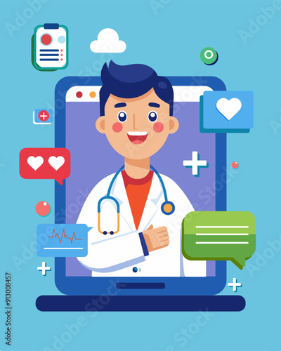 doctor with medical elements Pathologist Vector Illustration Flat