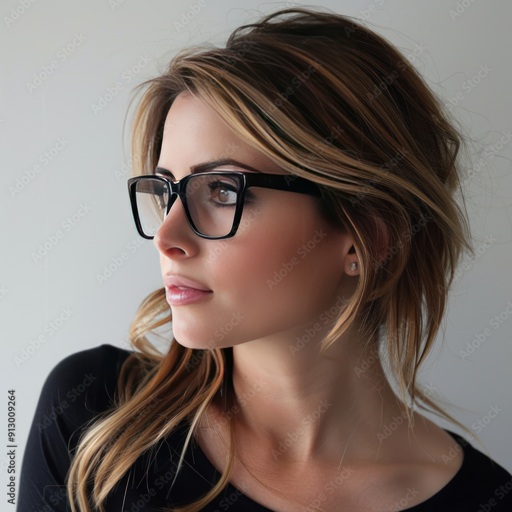 close up of young beautiful woman wearing eyeglasses close up of young beautiful woman wearing eyeglasses