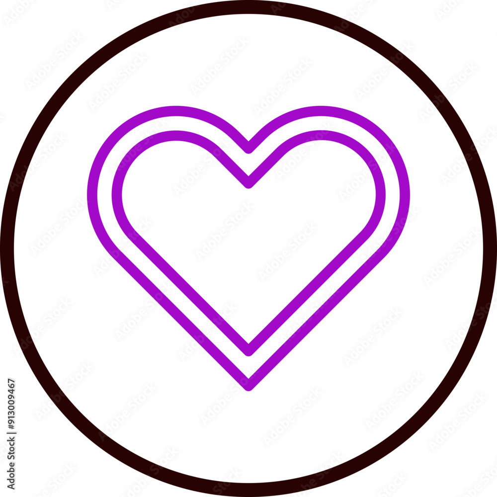 Heart Vector Line Purple Circle Black Heart Vector Line Purple Circle Black
