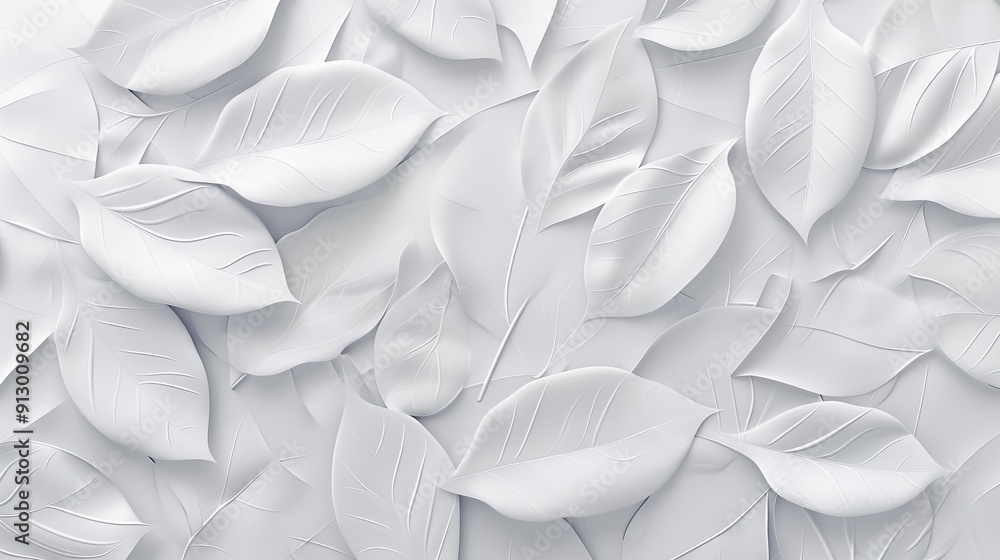 Elegant white leaves with delicate vein details design Elegant white leaves with delicate vein details design