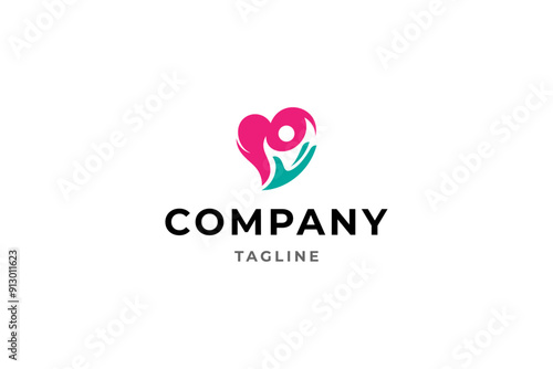 love person care logo in flat vector design