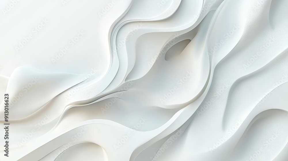 Obraz premium Light white background featuring abstract geometric patterns with smooth liquid shapes in a 3D vector design.