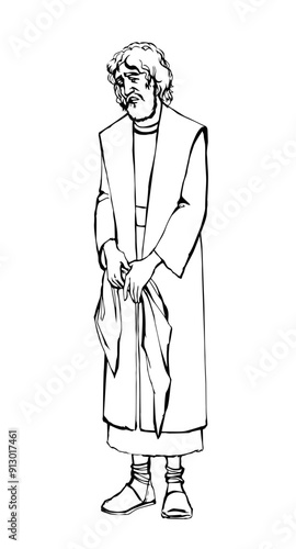 Vector drawing. Upset old man