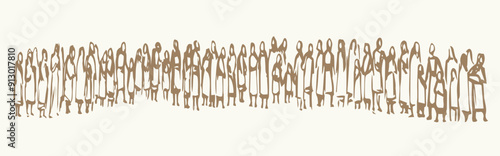 Vector drawing. Big crowd of people