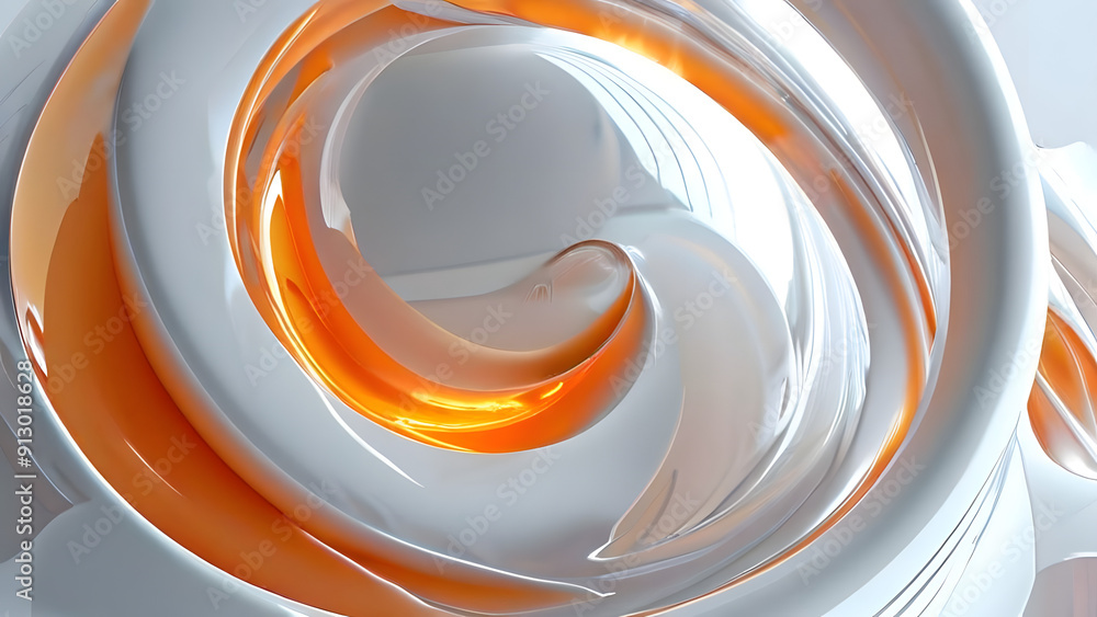 Fototapeta premium Red and yellow spiral waves abstract background.