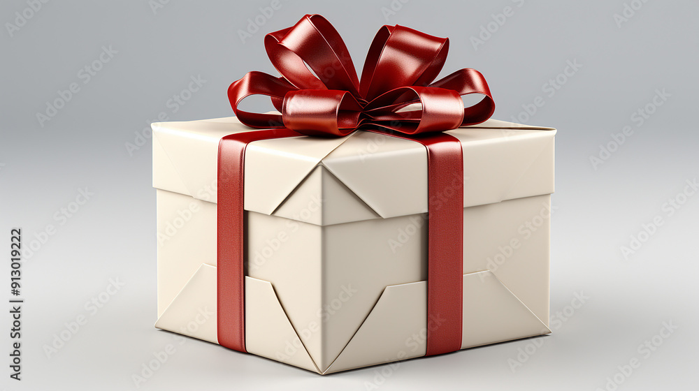 3d rendering of white gift box with ribbon. generative ai 3d rendering of white gift box with ribbon. generative ai