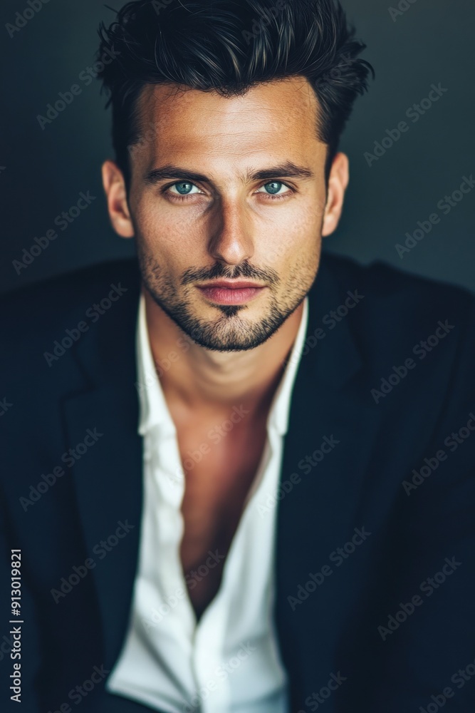 Stylish man with piercing blue eyes in a suit Stylish man with piercing blue eyes in a suit