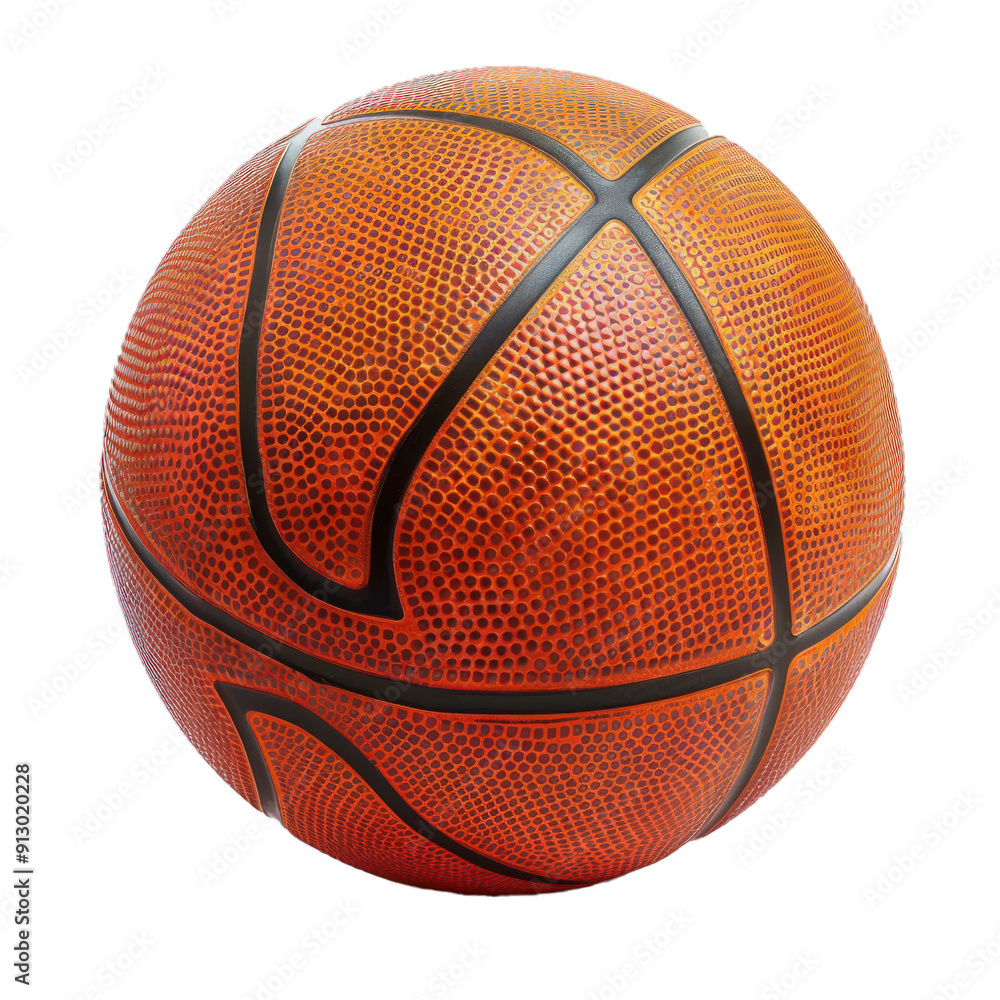 Obraz premium Classic orange basketball ball is isolated on a white background, highlighting its textured surface and iconic design