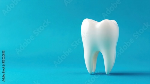 White Tooth on a Turquoise Background