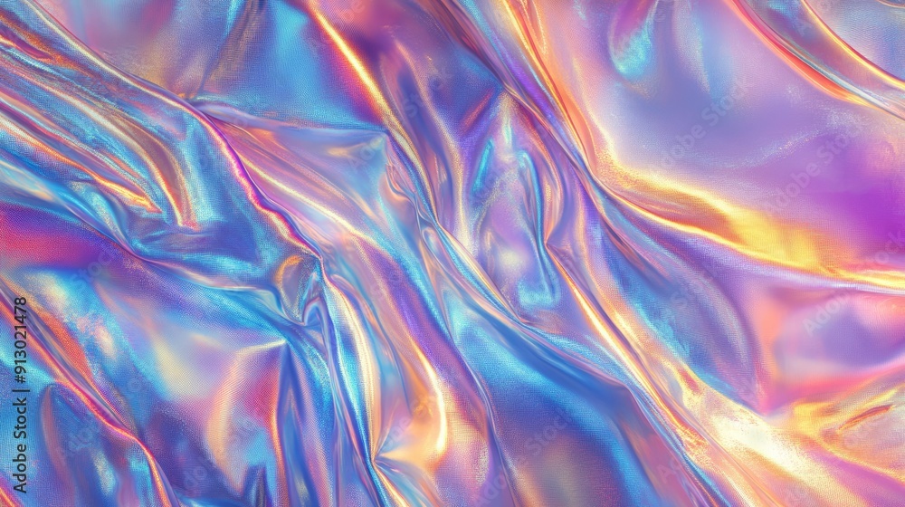 Trendy cloth collage with a mix of iridescent and holographic textures, great for banners. Trendy cloth collage with a mix of iridescent and holographic textures, great for banners.