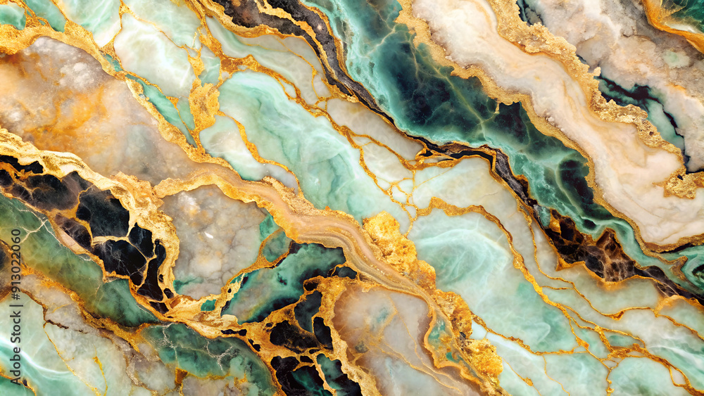 Marble texture with gold, green, black accents. Abstract background. Futuristic, sci-fi Marble texture with gold, green, black accents. Abstract background. Futuristic, sci-fi