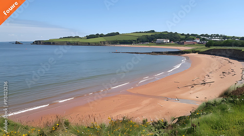 Saw the sand on the beach and the blue summer sky