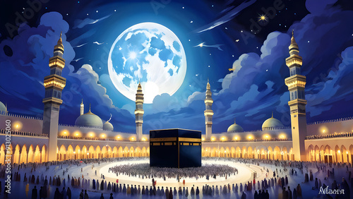  kaaba in makkah modern style realistic design social media eid al adha mubarak greetings vibran