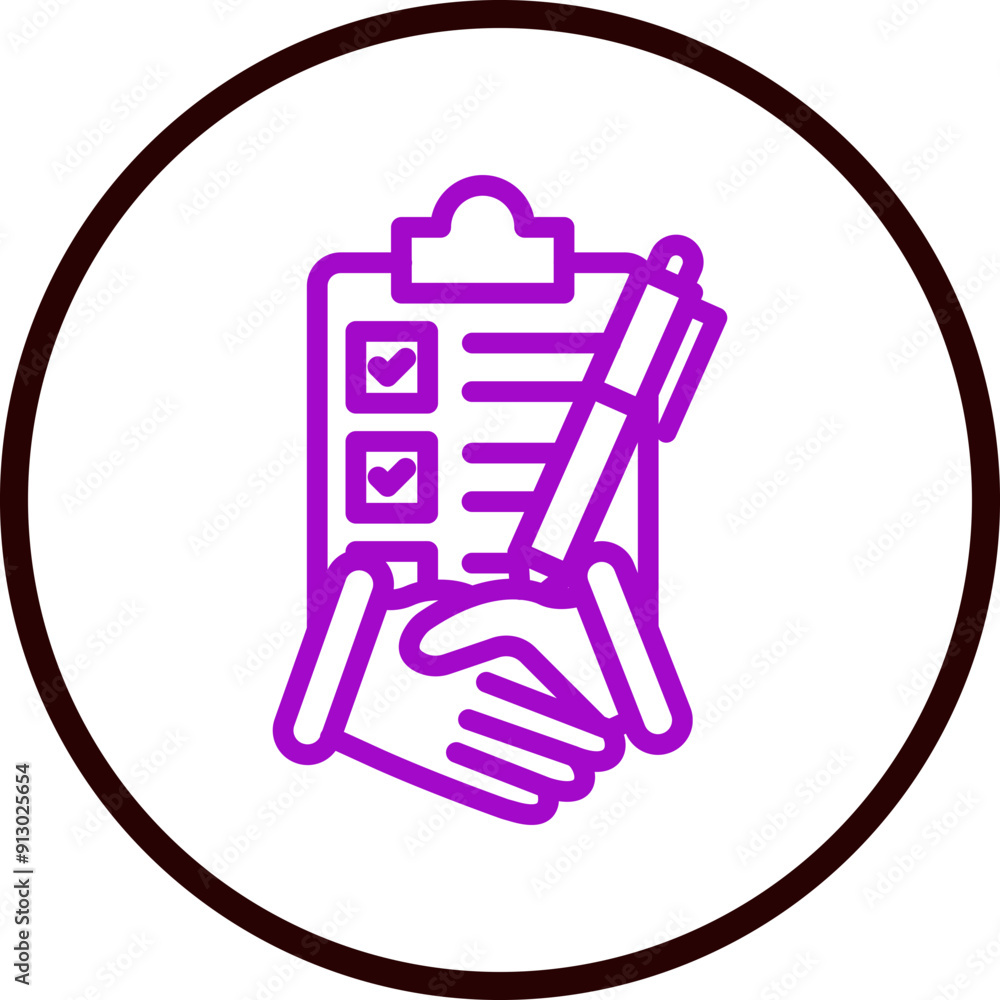 Business Agreement Vector Line Purple Circle Black Business Agreement Vector Line Purple Circle Black