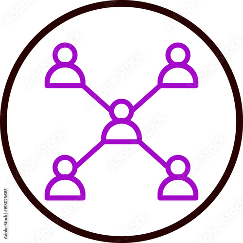 Connecting People Vector Line Purple Circle Black