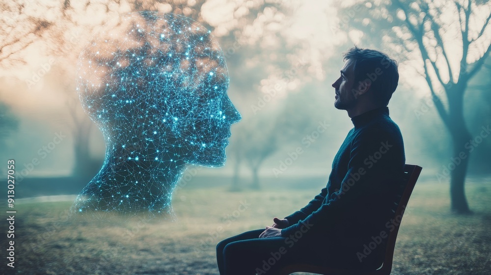 AI-driven mental health support session, Intelligence, digital therapy