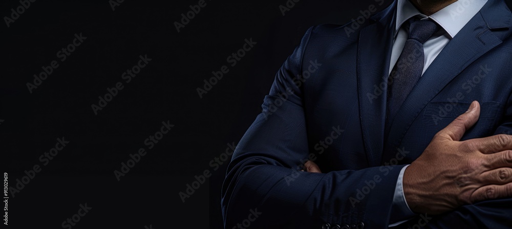 Close-up of a Man in a Suit with Arms Crossed Close-up of a Man in a Suit with Arms Crossed
