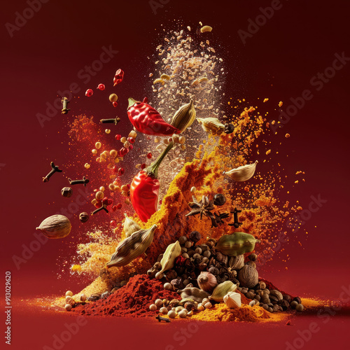 Fototapeta Naklejka Na Ścianę i Meble -  exploding spices in the air