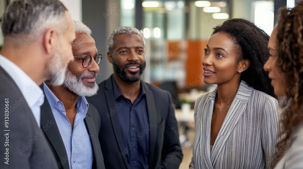 Diverse group of professionals discussing in a modern office, fairness, collaborative decision-making Diverse group of professionals discussing in a modern office, fairness, collaborative decision-making