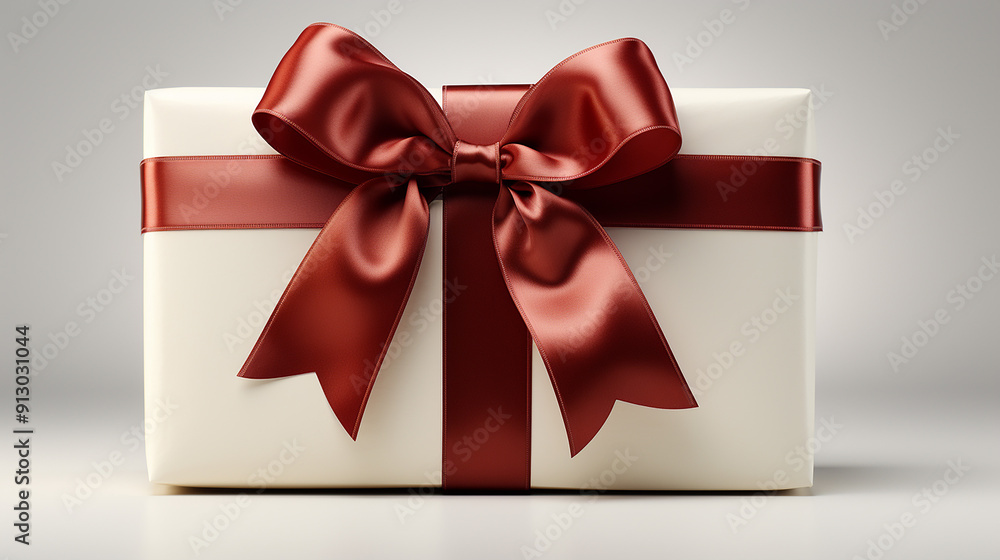 3d rendering of white gift box with ribbon. generative ai 3d rendering of white gift box with ribbon. generative ai