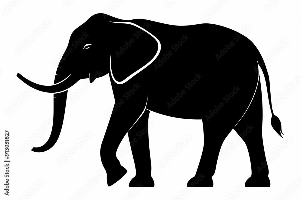 Elephant silhouette, isolated vector of wild animal
Elephant silhouette, isolated vector of wild animal
