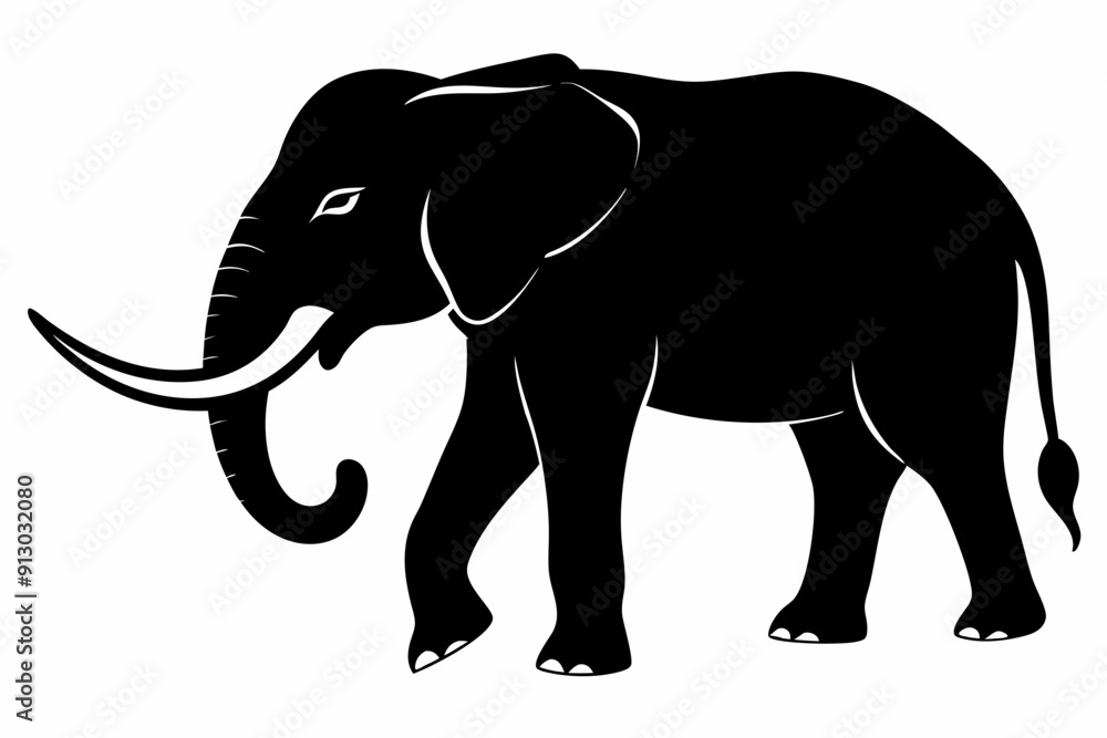 Elephant silhouette, isolated vector of wild animal
Elephant silhouette, isolated vector of wild animal