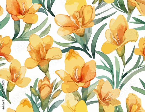 Watercolor freesia flowers clipart. Freesia vector, Spring hand paited flower
