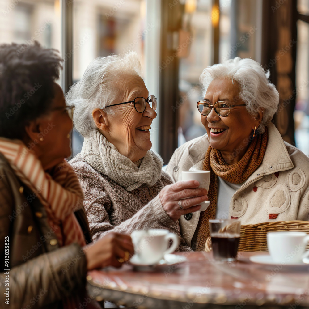 Group of senior woman enjoying tea together Group of senior woman enjoying tea together
