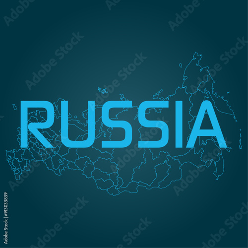 Complete map of Russia, without considering the disputed regions. All macro regions of the Russian Federation.
