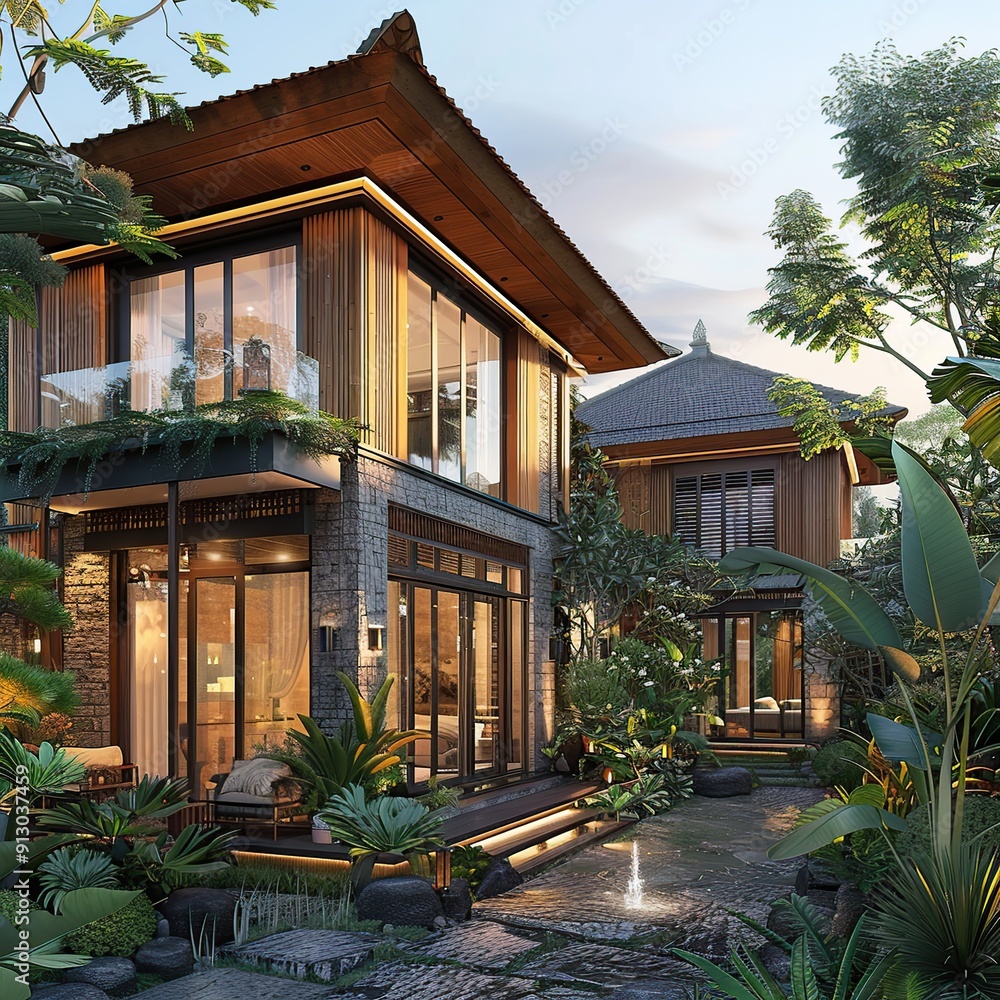 Fototapeta premium Balinese Traditional Houses, Harmony with Nature