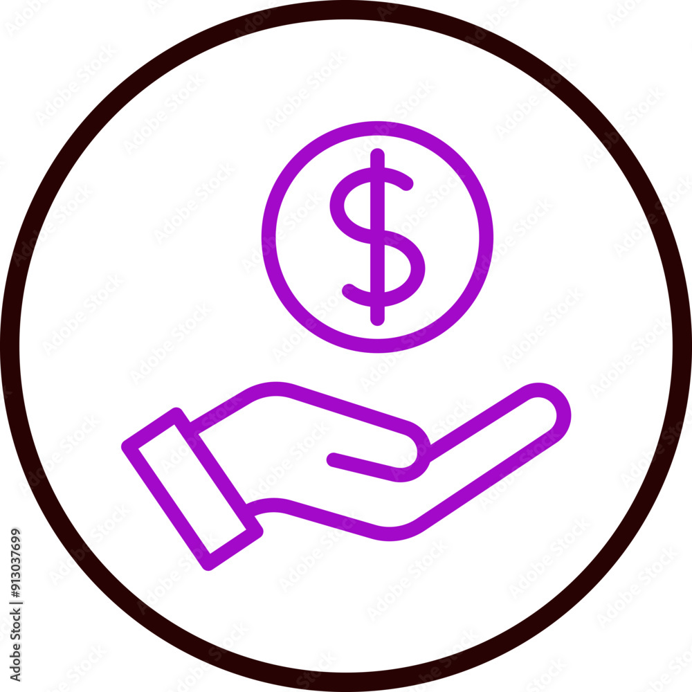 Income Vector Line Purple Circle Black Income Vector Line Purple Circle Black