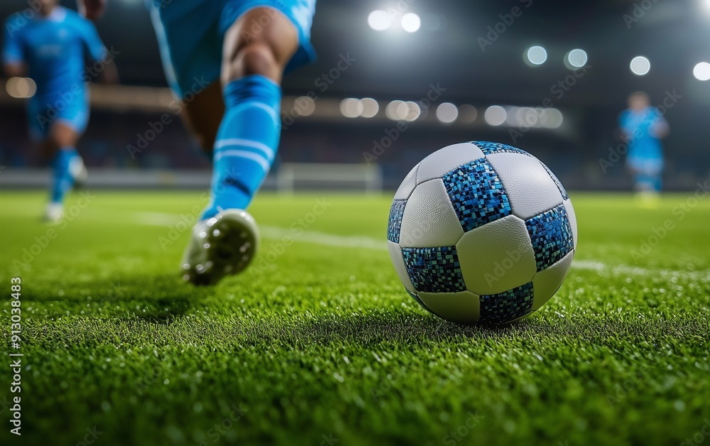 Fototapeta premium Soccer Ball on Grass Field