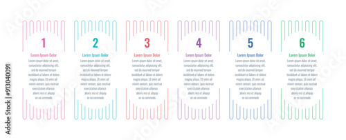 six steps infographic template. linear informational template. Infographic template for magazine, annual report, catalog