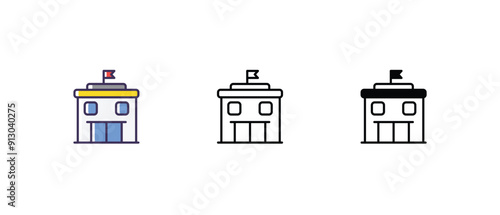 Polling Station Icons set thin line and glyph vector icon illustration