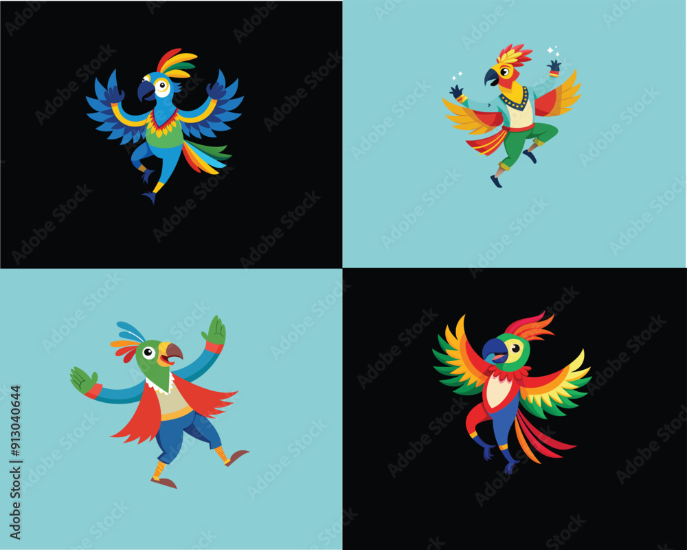 Obraz premium set of dancing parrots