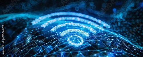 Naklejka Global Wifi Network, Digital Network, Wireless Communication, Technology, Internet