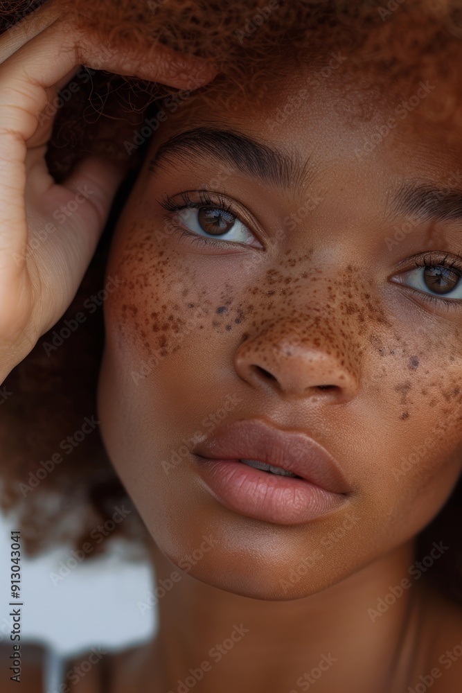 Black woman portrait or dermatological, beauty, or salon cosmetics on grey studio background. Face detox, black girl, confident girl with cosmetics, morning routine, or grooming Black woman portrait or dermatological, beauty, or salon cosmetics on grey studio background. Face detox, black girl, confident girl with cosmetics, morning routine, or grooming